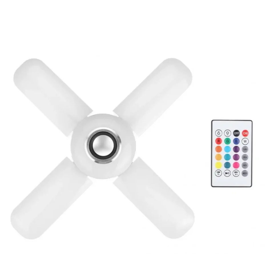 E27 foglalatú összecsukható RGB LED izzó beépített hangszóróval + távirányítóval