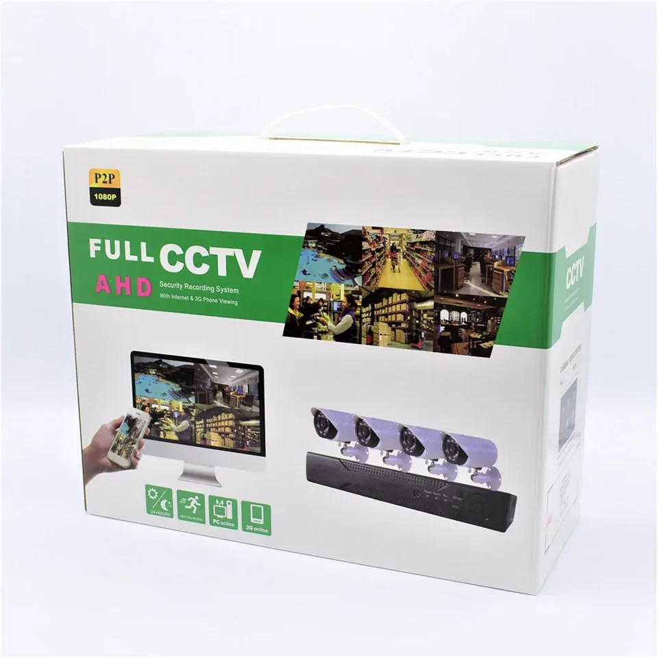 AHD komplett biztonsági kamera rendszer központi egységgel és 4 db Full HD 1080p éjjellátó kamerával