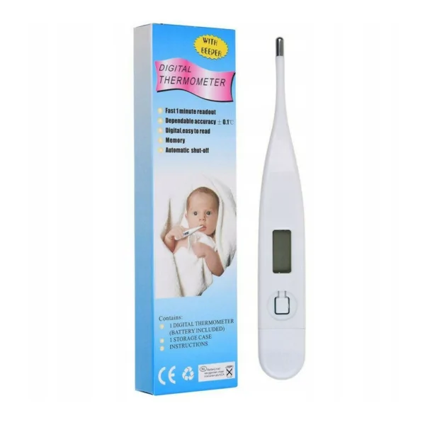 Digitális lázmérő rugalmas szárral és LCD kijelzővel