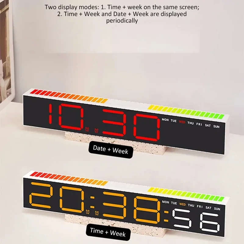 Digitális LED ébresztőóra ritmusra villogó LED sorral