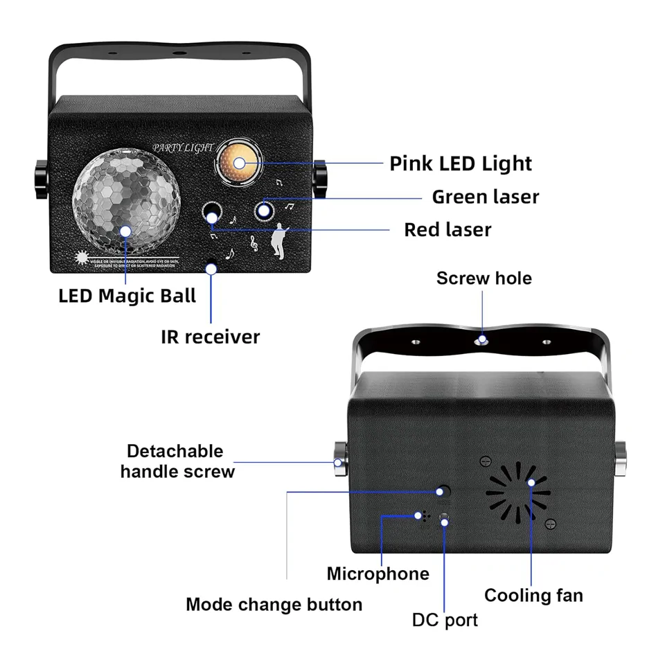 3in1 lézer+LED party fény távirányítóval
