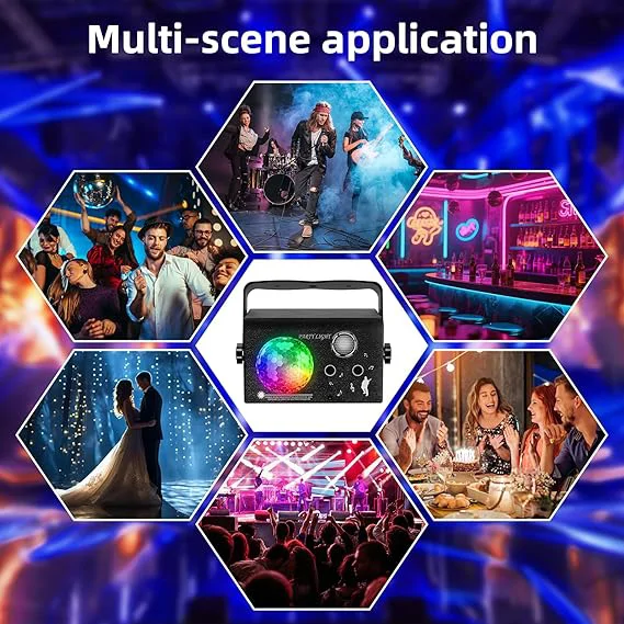 3in1 lézer+LED party fény távirányítóval