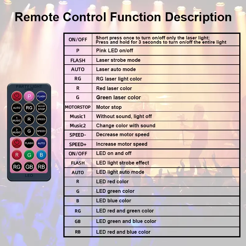EMS-45 3in1 lézer+LED party fény távirányítóval		