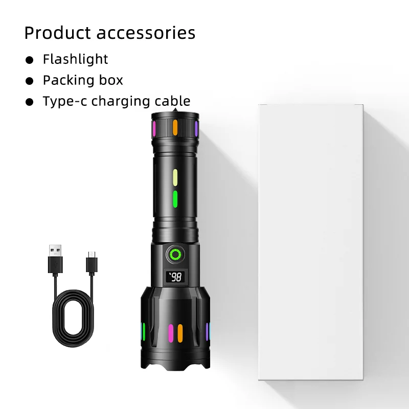 COBA akkumulátoros elemlámpa CB-X89 /zoom, 4500 mAh, fém, LCD/