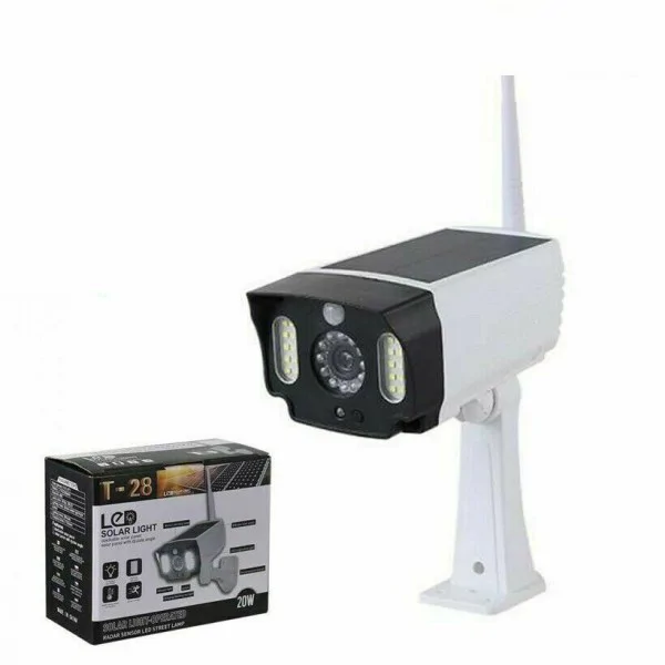 T-28 napelemes, mozgásérzékelős álkamera LED reflektorral, időjárásálló kivitelben - MSK