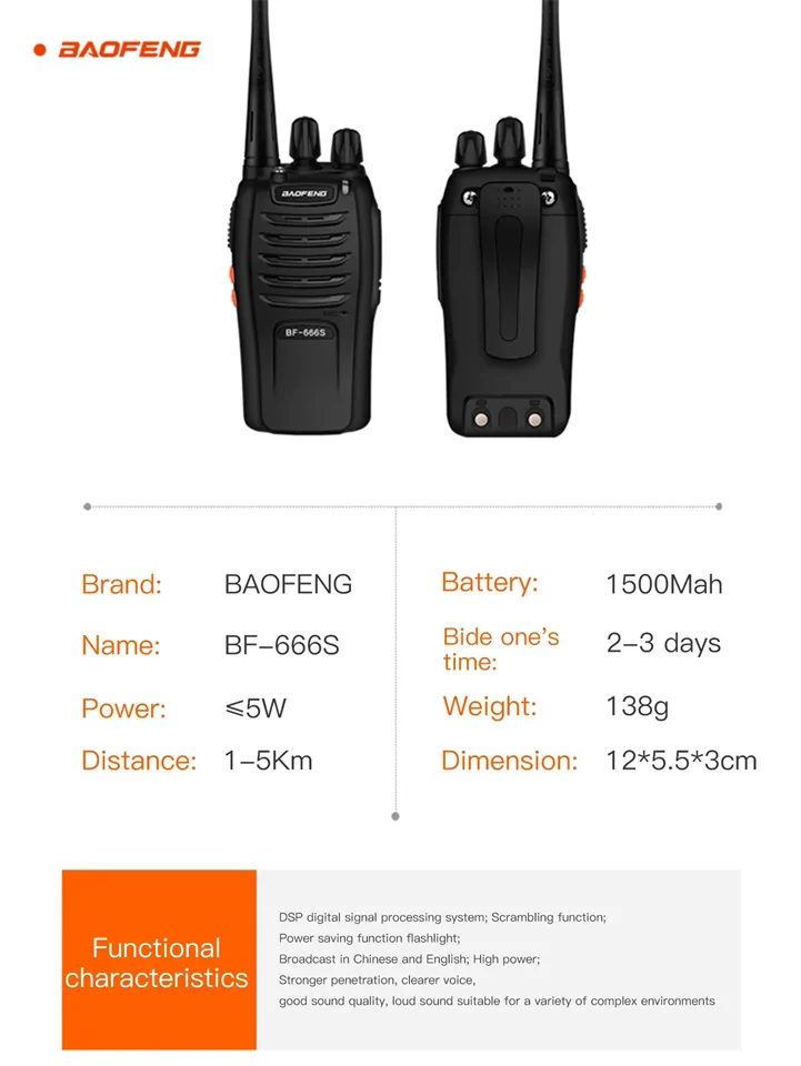 Baofeng BF-666S kétirányú rádió