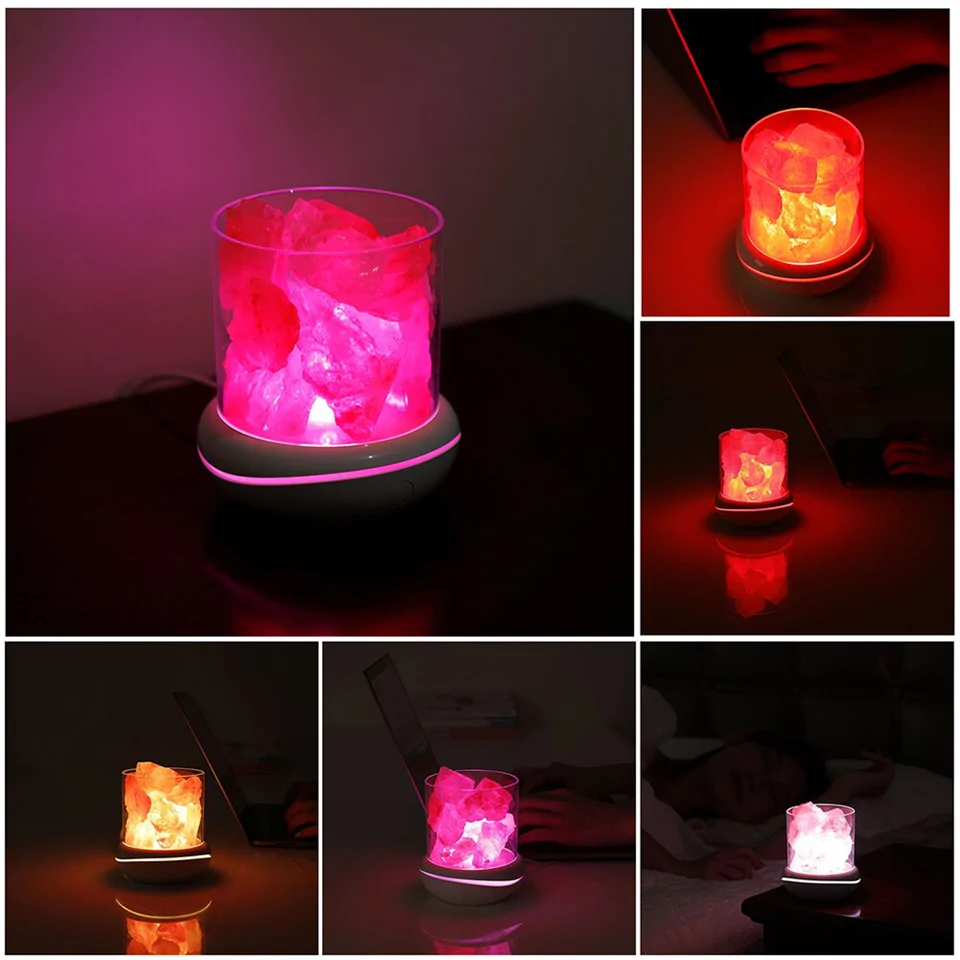 LED hangulat sólámpa himalája sókristályokkal és aroma párologtató funkcióval