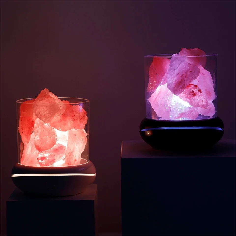 LED hangulat sólámpa himalája sókristályokkal és aroma párologtató funkcióval