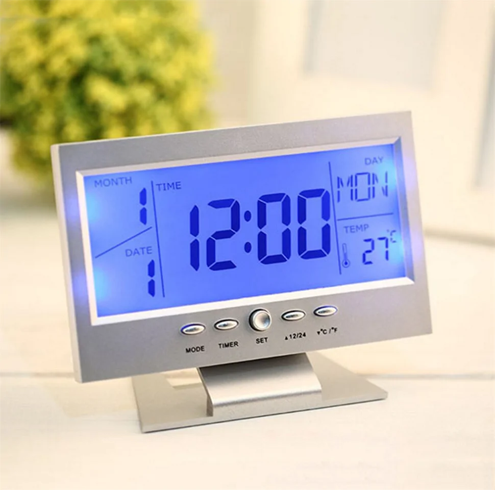 DS-8082 digitális óra LCD kijelzővel, hangvezérléssel