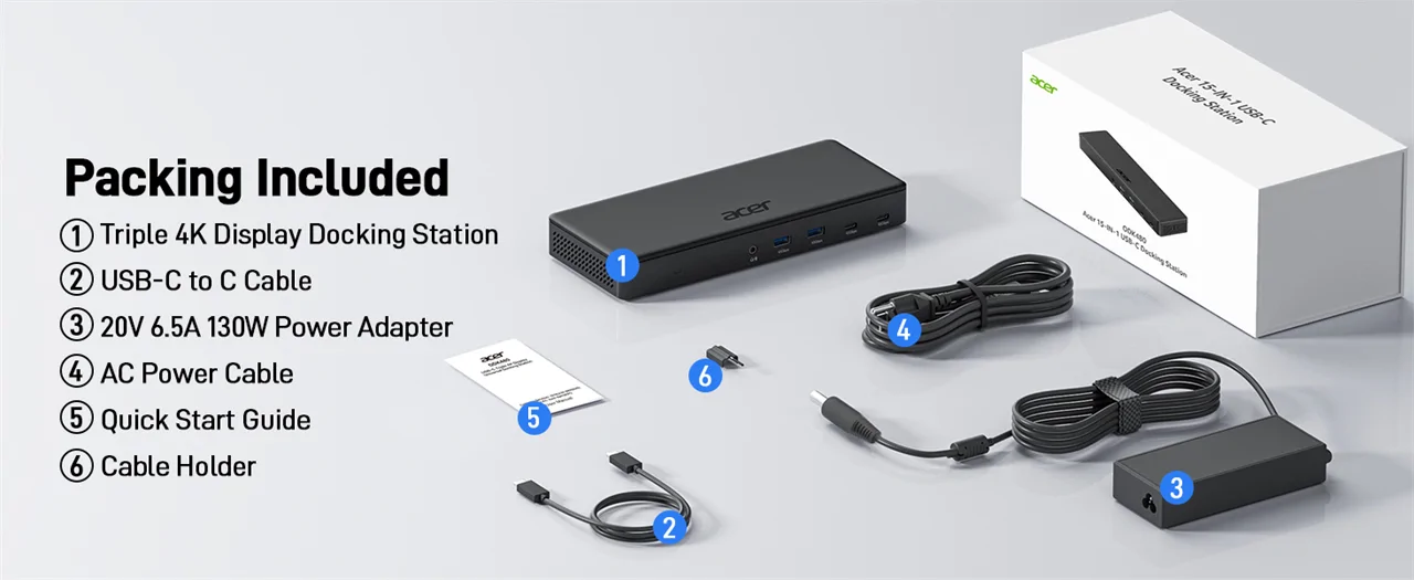 Acer 15in1 Tripla 4K USB-C dokkoló állomás