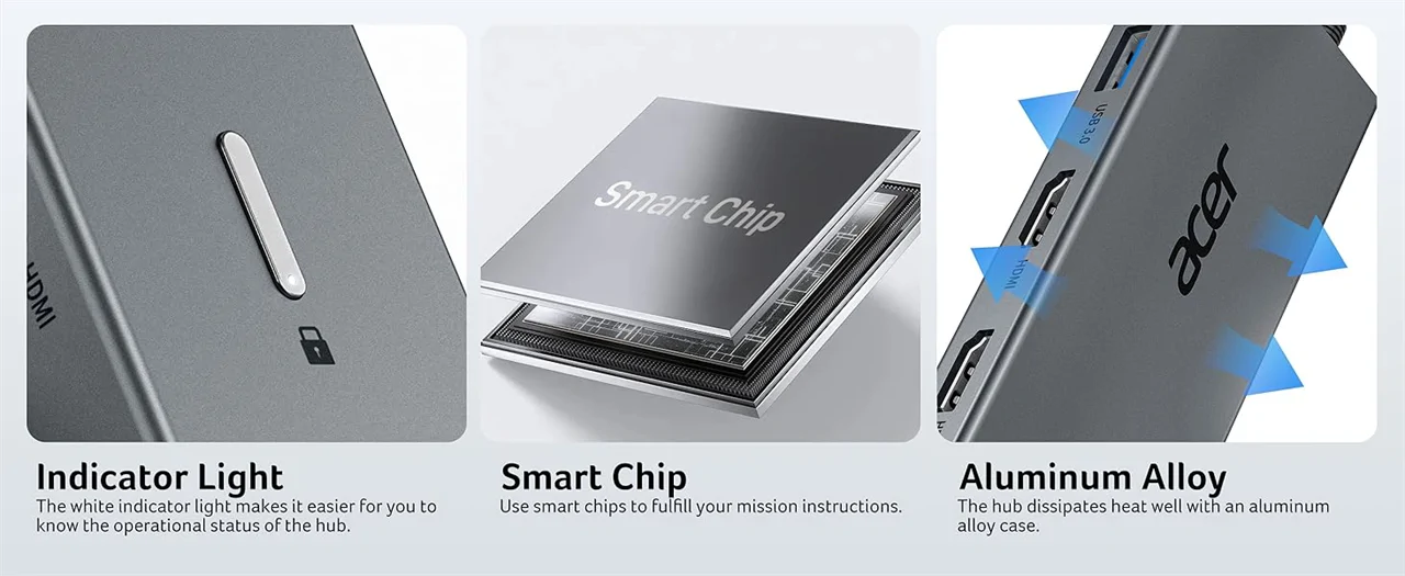 Acer 9in1 Dual HDMI USB-C Hub (ODK4K0)