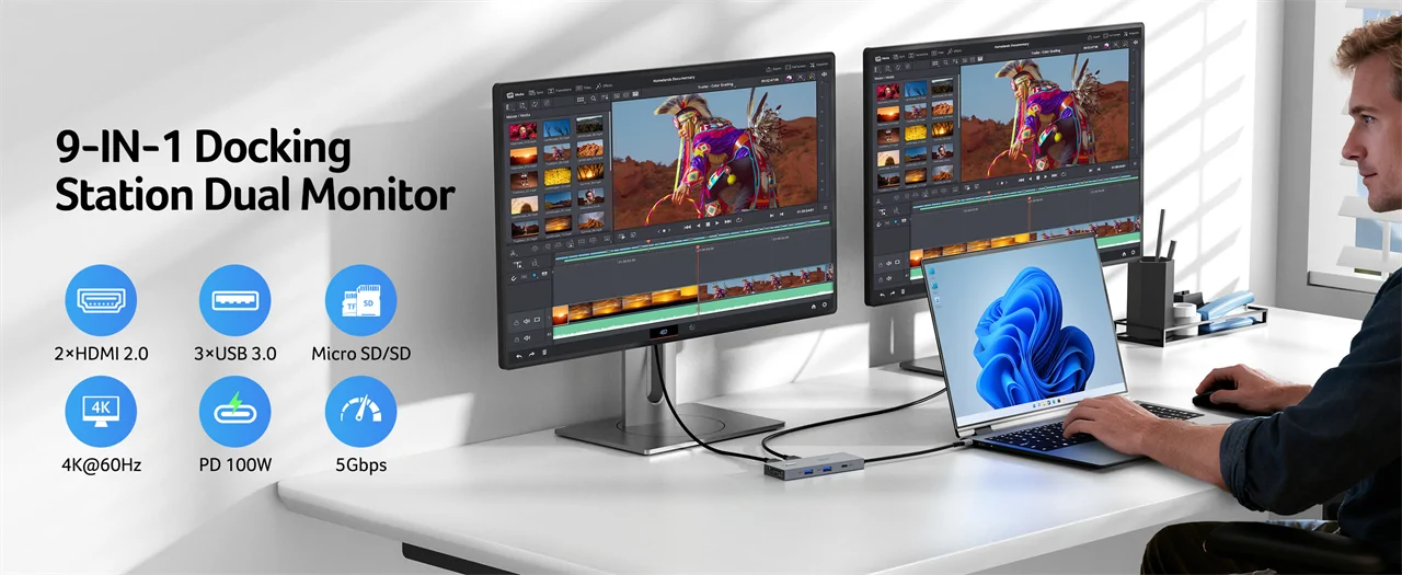 Acer 9in1 Dual HDMI USB-C Hub (ODK4K0)