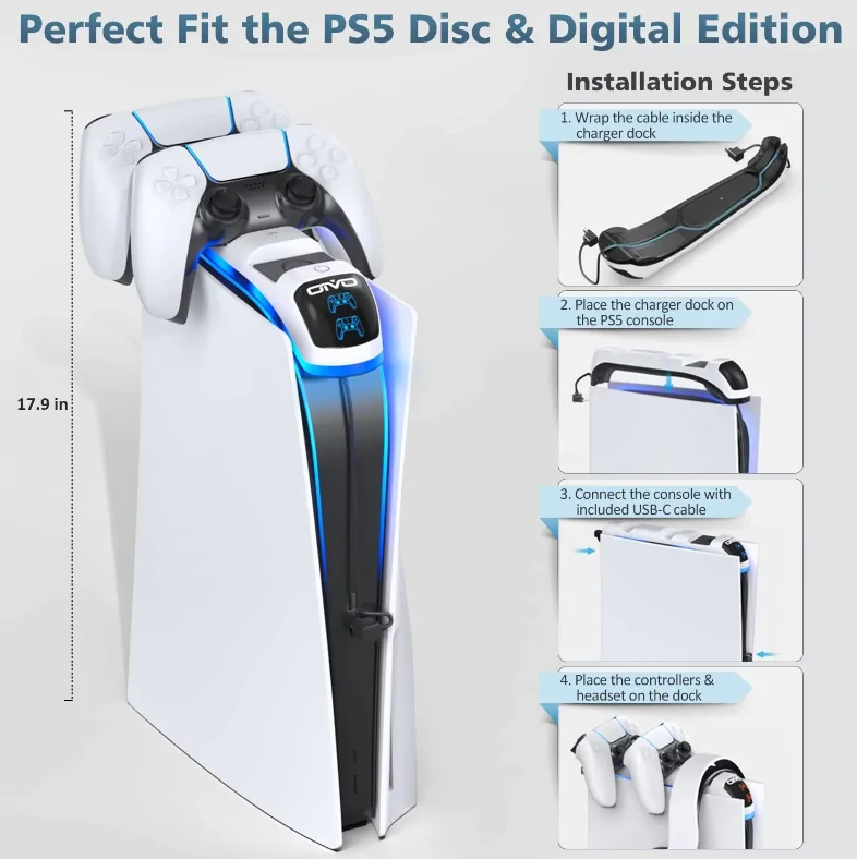 OIVO dual konzoltöltő és fejhallgató állvány (IV-P5252)