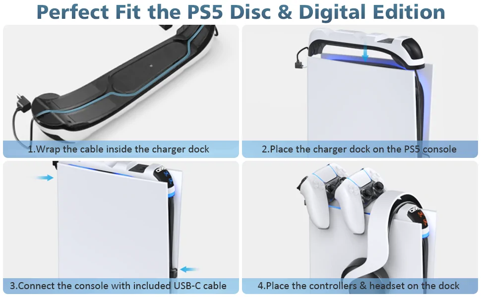 OIVO dual konzoltöltő és fejhallgató állvány (IV-P5252)