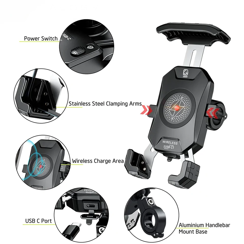 Kewig M14-Α1 motoros és biciklis telefontartó és Qi töltő