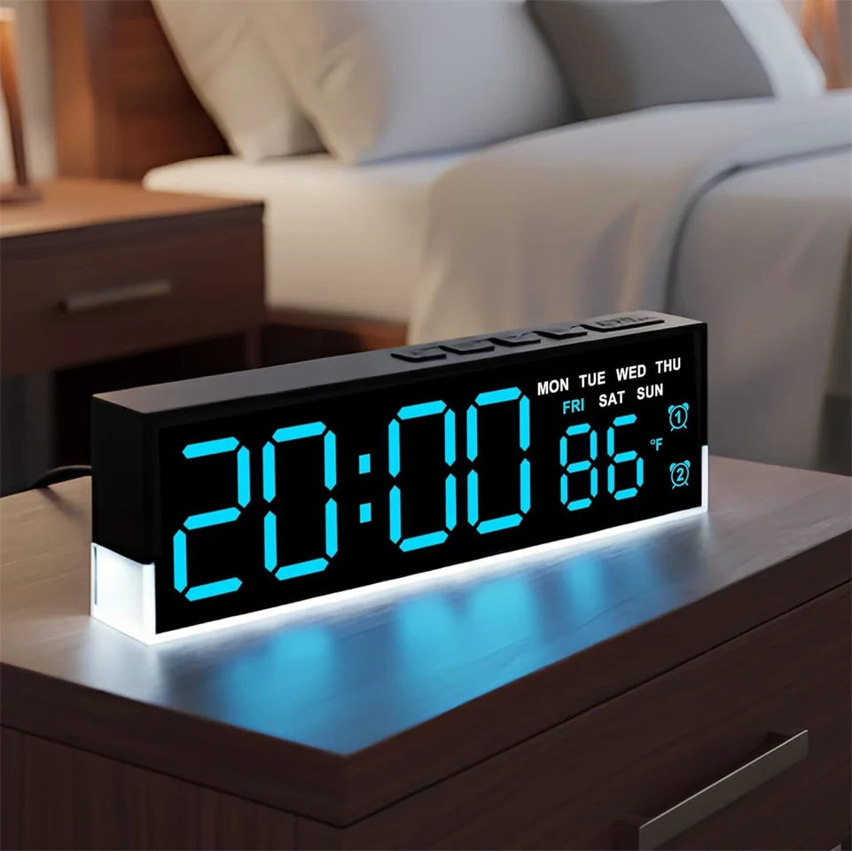 Többfunkciós LED digitális ébresztőóra hangulatvilágítással