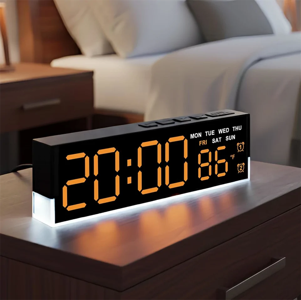 Többfunkciós LED digitális ébresztőóra hangulatvilágítással
