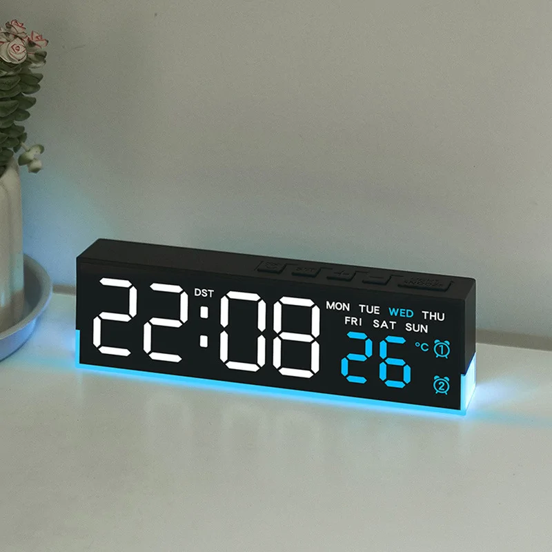 Többfunkciós LED digitális ébresztőóra hangulatvilágítással