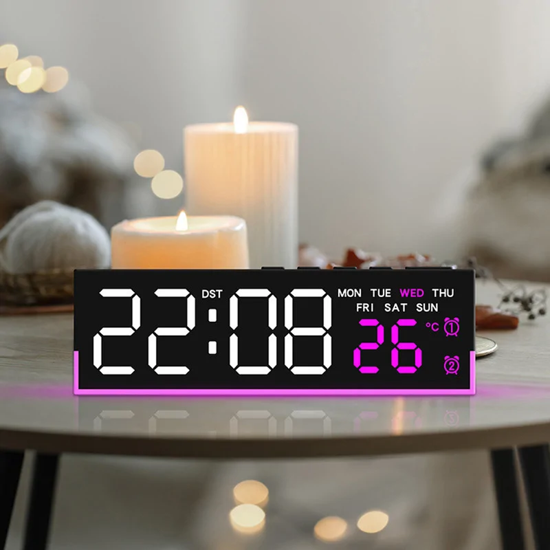 Többfunkciós LED digitális ébresztőóra hangulatvilágítással