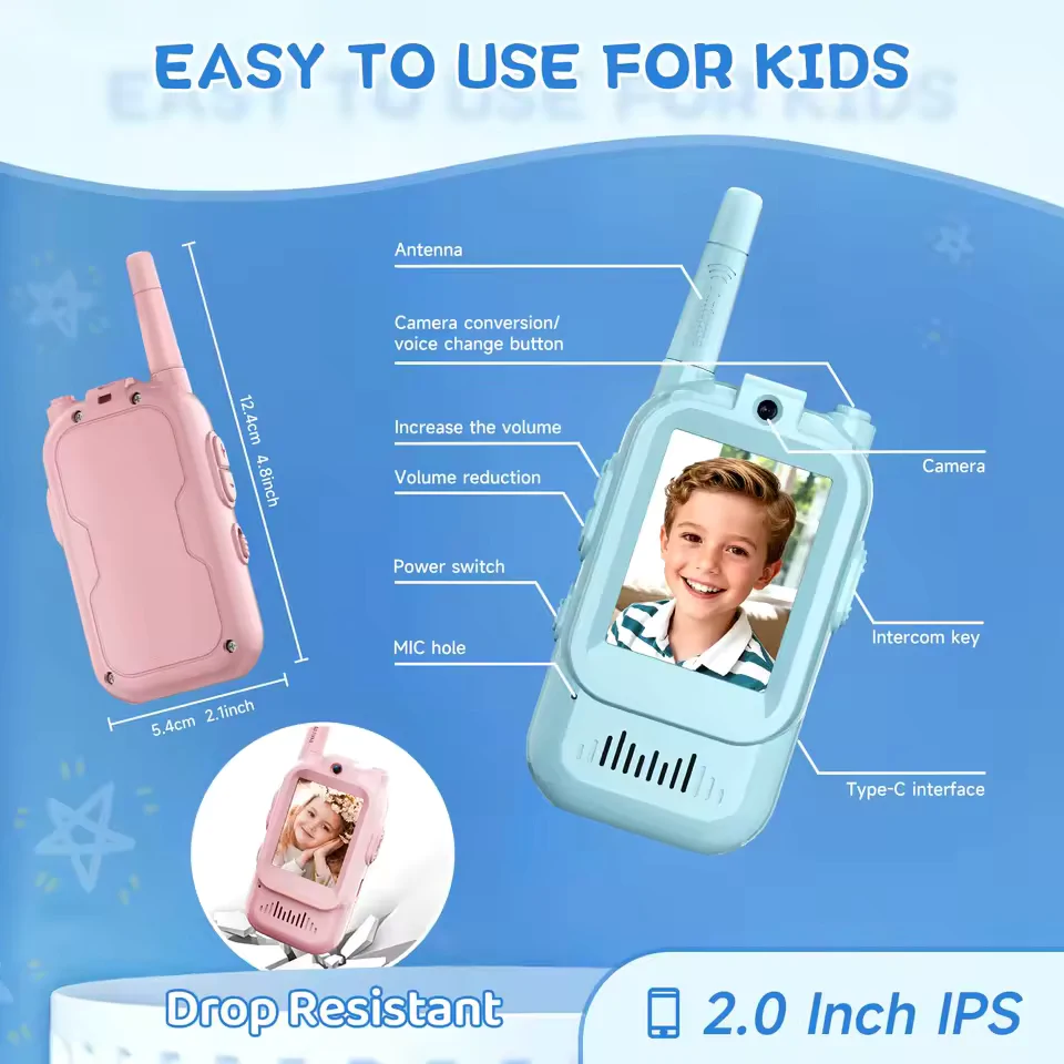 Videos walkie-talkie szett HD kameráva gyerekeknek