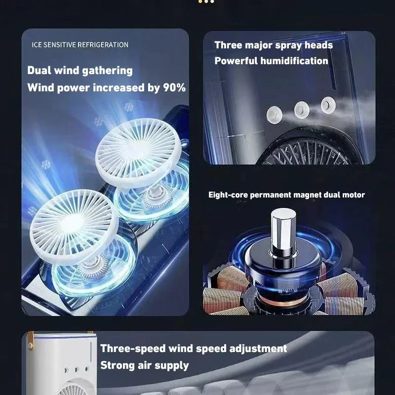 Jéggel tölthető vízpermetes asztali hűtőventilátor
