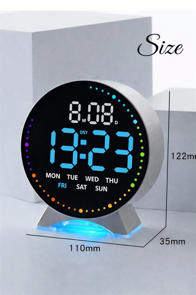 Kerek RGB LED digitális ébresztőóra