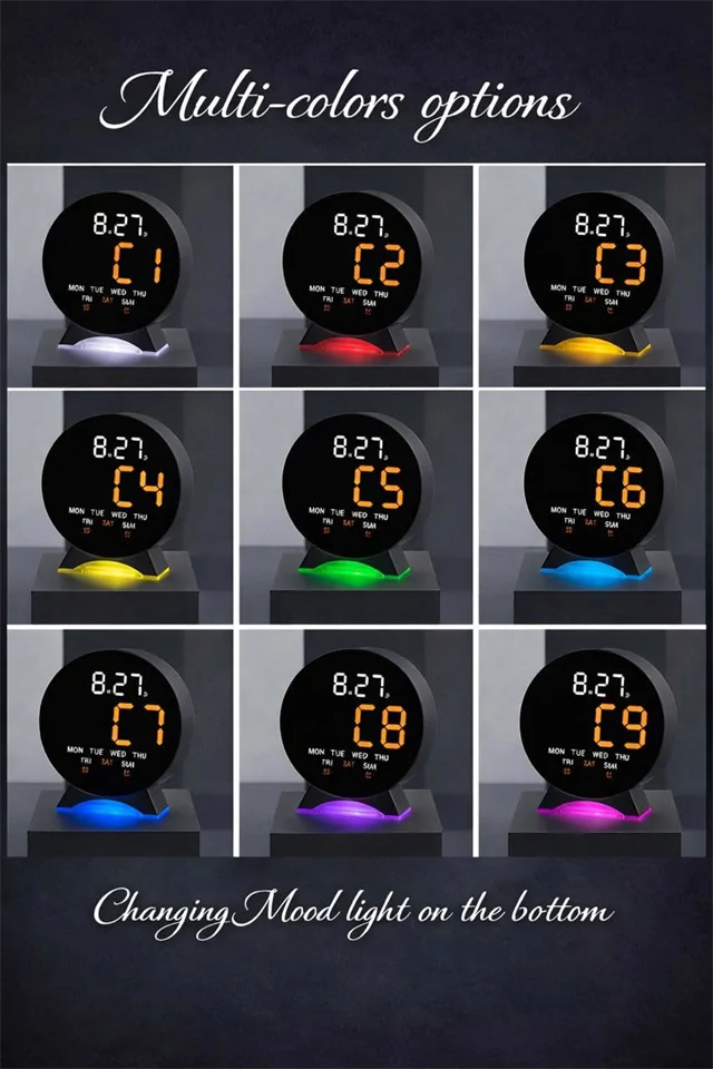 Kerek RGB LED digitális ébresztőóra