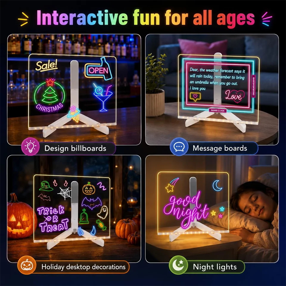3D akril LED rajztábla USB világítással