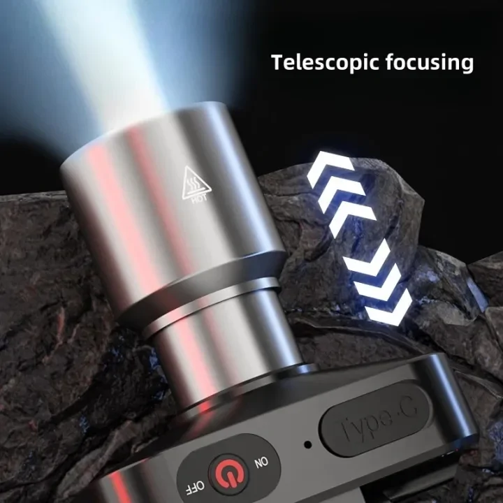 T-5831 cseppálló zoom-os fejlámpa USB-C töltéssel és 3 fokozattal