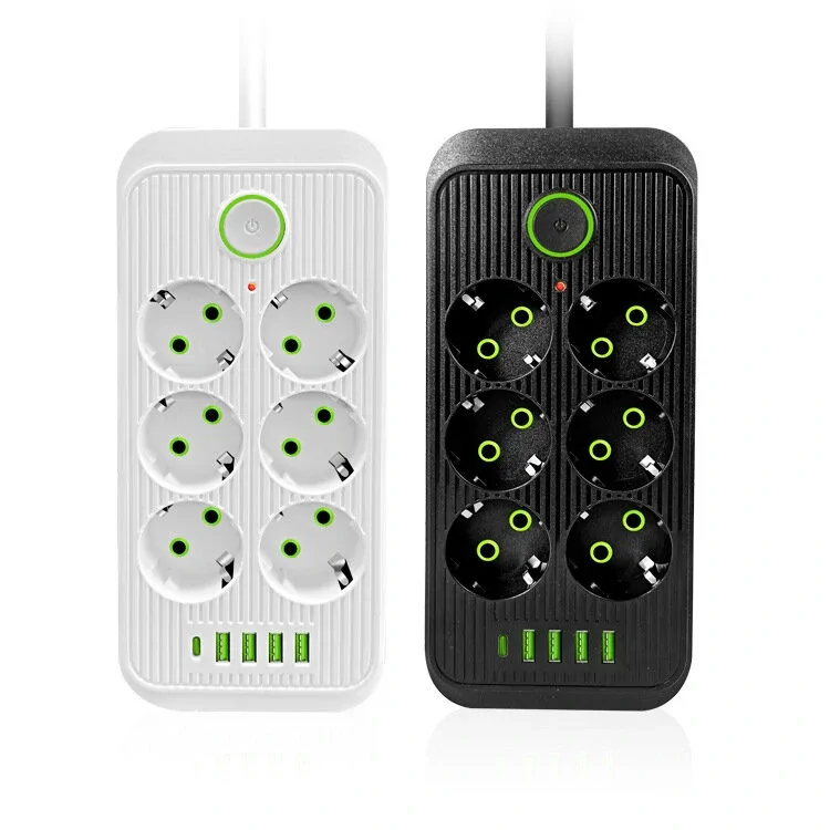 Tűzálló 6-os elosztó 5 USB porttal - F06U /2500W, 2 méter/