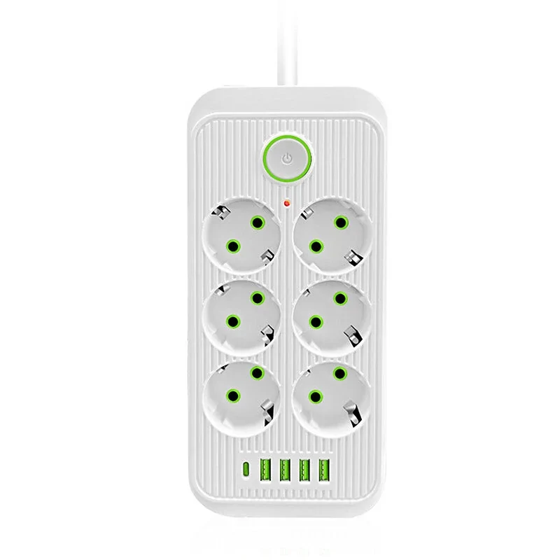 Tűzálló 6-os elosztó 5 USB porttal - F06U /2500W, 2 méter/