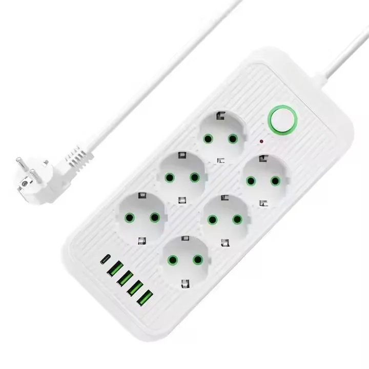 Tűzálló 6-os elosztó 5 USB porttal - F06U /2500W, 2 méter/