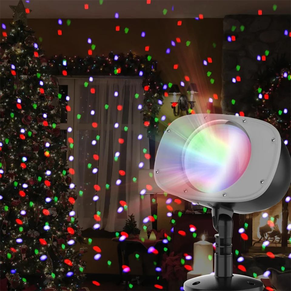 LED dekoráció projektor RGB hulló hópelyhek