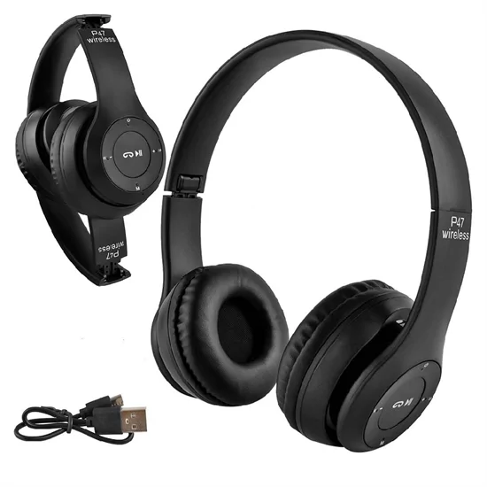 P47 Bluetooth-os akkus fejhallgató headset MP3 lejátszó - fekete