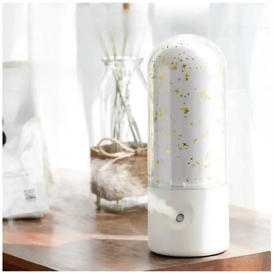 Ultrahangos USB aroma diffúzor csillag mintával - 3in1 aromaterápiás készülék, párásító és nyugtató hatású éjjeli fény