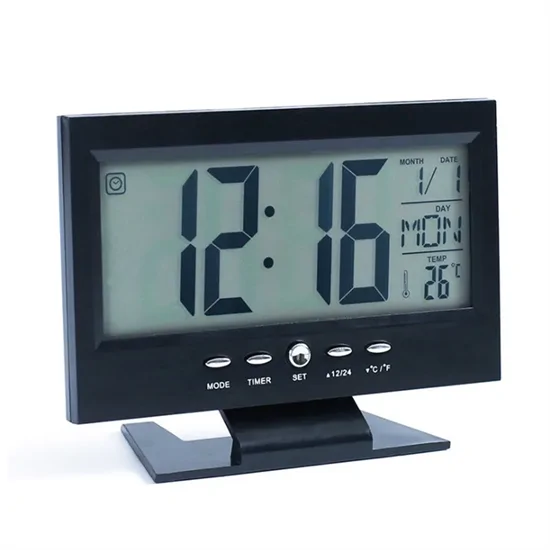 DS-8082 digitális óra LCD kijelzővel, hangvezérléssel