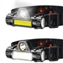 Mini strapabíró akkus fejlámpa 2 LED-es, mágneses - 200 lm