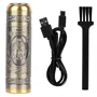 Kompakt méretű Retro körkéses, USB gravírozott villanyborotva tisztítókefével