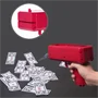 Money gun - piros színű elektromos pénzkilövő pisztoly 100 db játék bankjeggyel - esküvőre, bulira, fotózáshoz