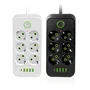 Tűzálló 6-os elosztó 5 USB porttal - F06U /2500W, 2 méter/