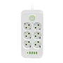 Tűzálló 6-os elosztó 5 USB porttal - F06U /2500W, 2 méter/